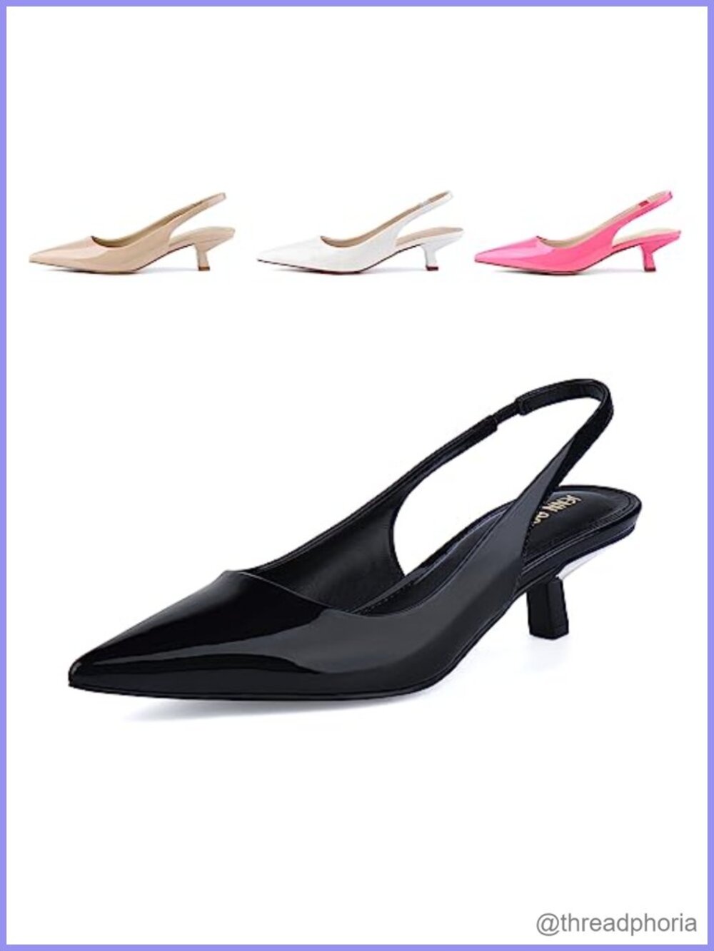 Womens Kitten Heel Slingback Pointed Toe Pump Synthetic Leather